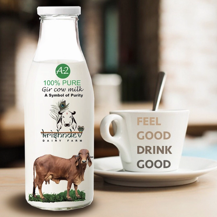 Bottle of Krishndev Dairy Farm A2 Milk